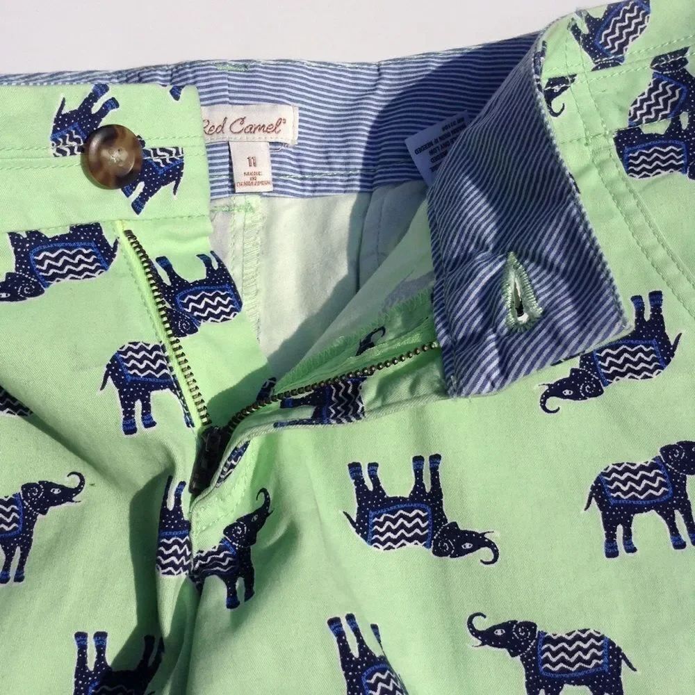 Red Camel Elephant Print Shorts - Picture 4 of 4